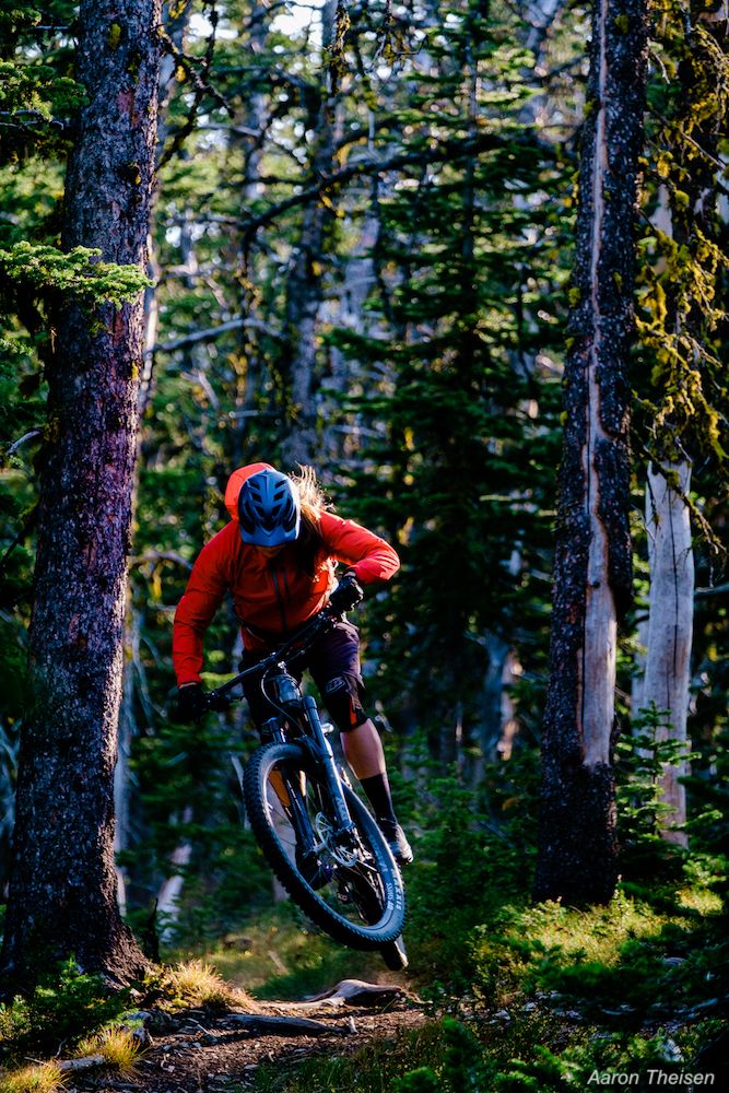 Mountain biker at the Big Belt Hut in summer