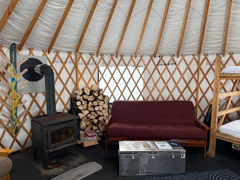 Woodstove inside the Alpine Yurt