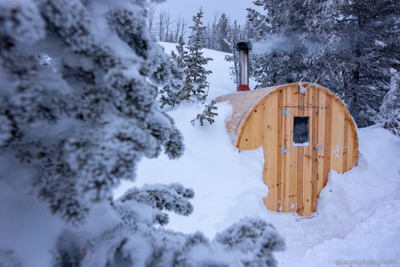 Sauna buried in snow