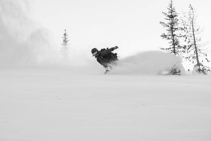 Snowboarder at YurtSki